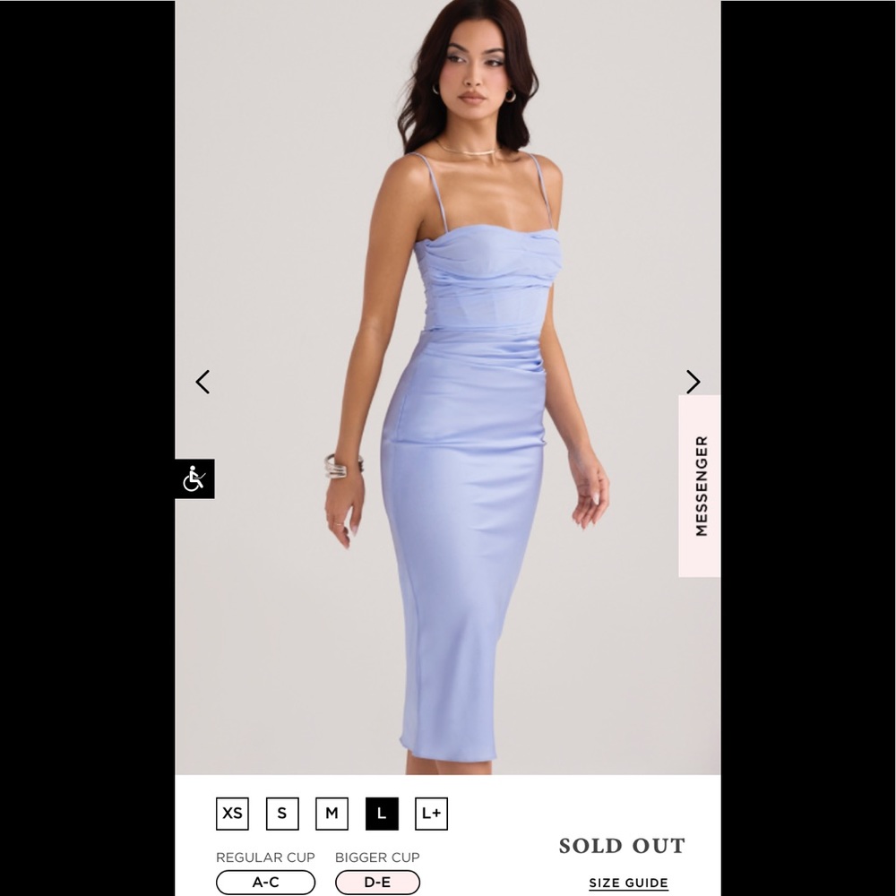 TEIA- SKY DRAPED CORSET MIDI DRESS - House of CB- LARGE w/ larger cup